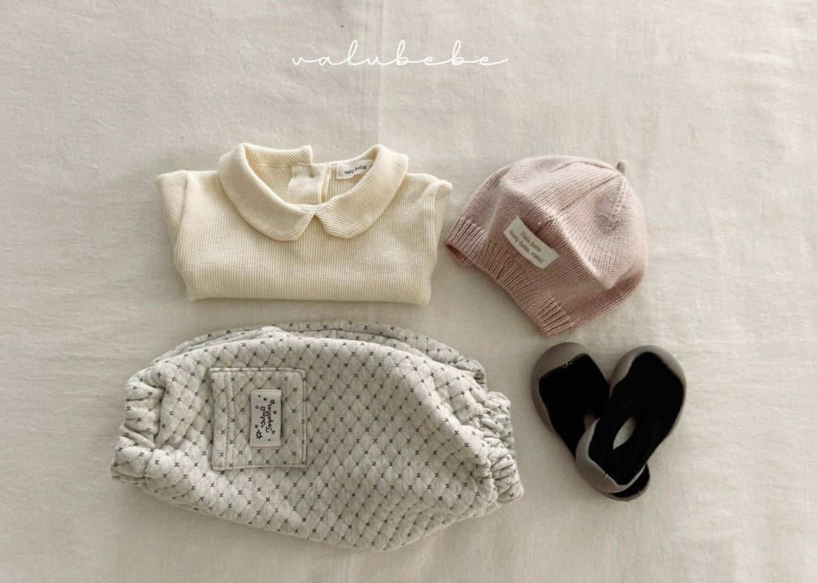 waffle round collar tee