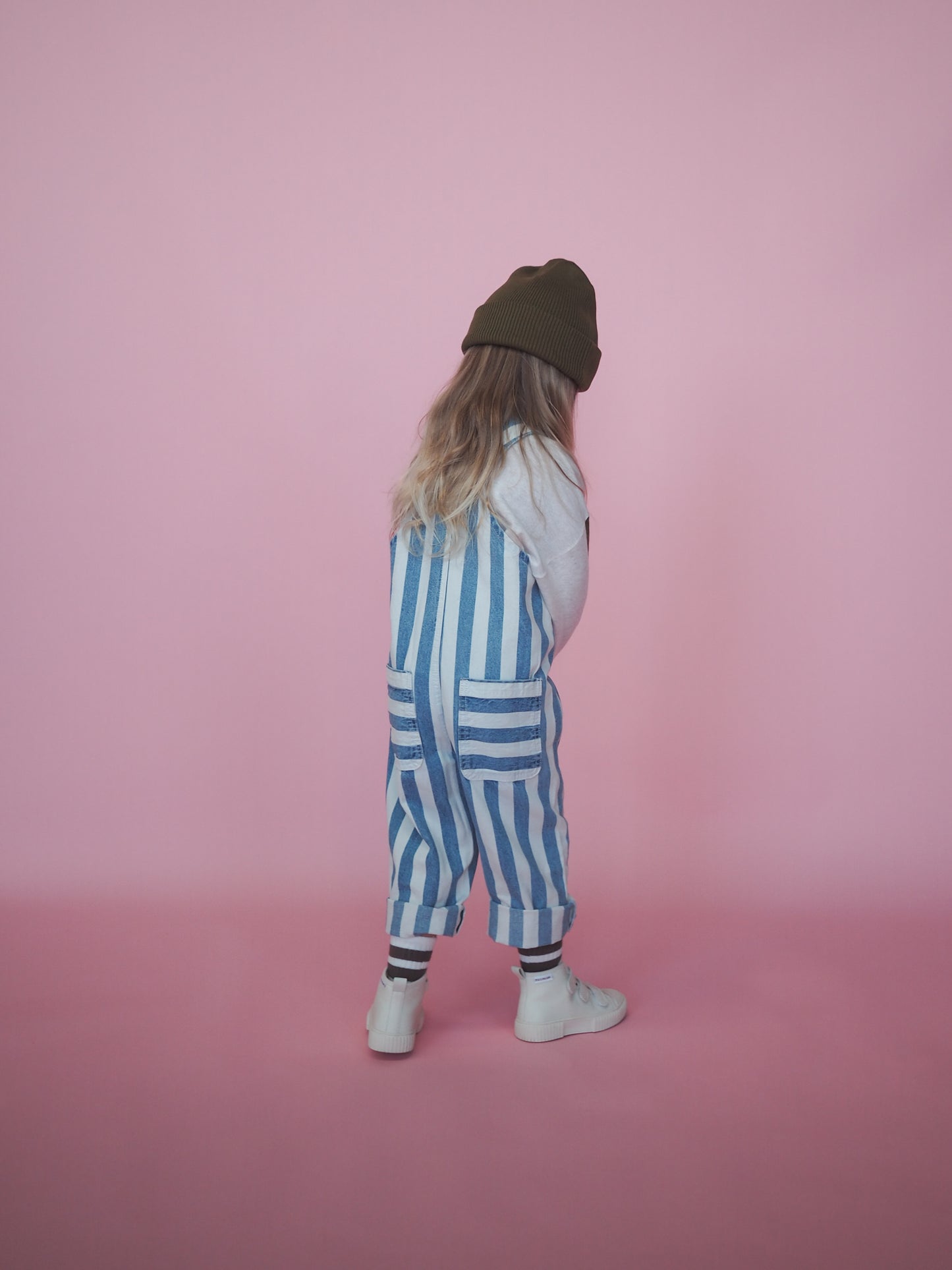 DENIM STRIPE OVERALLS
