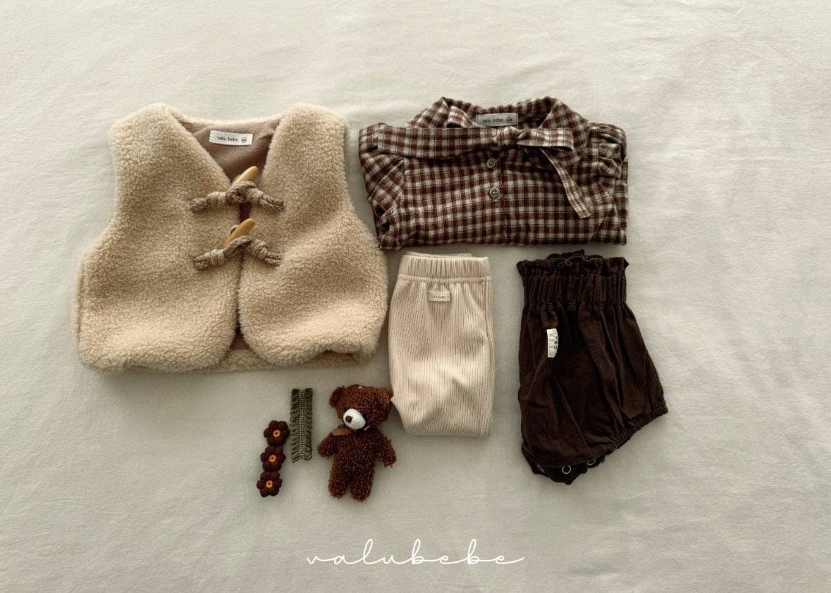 check ribbon blouse