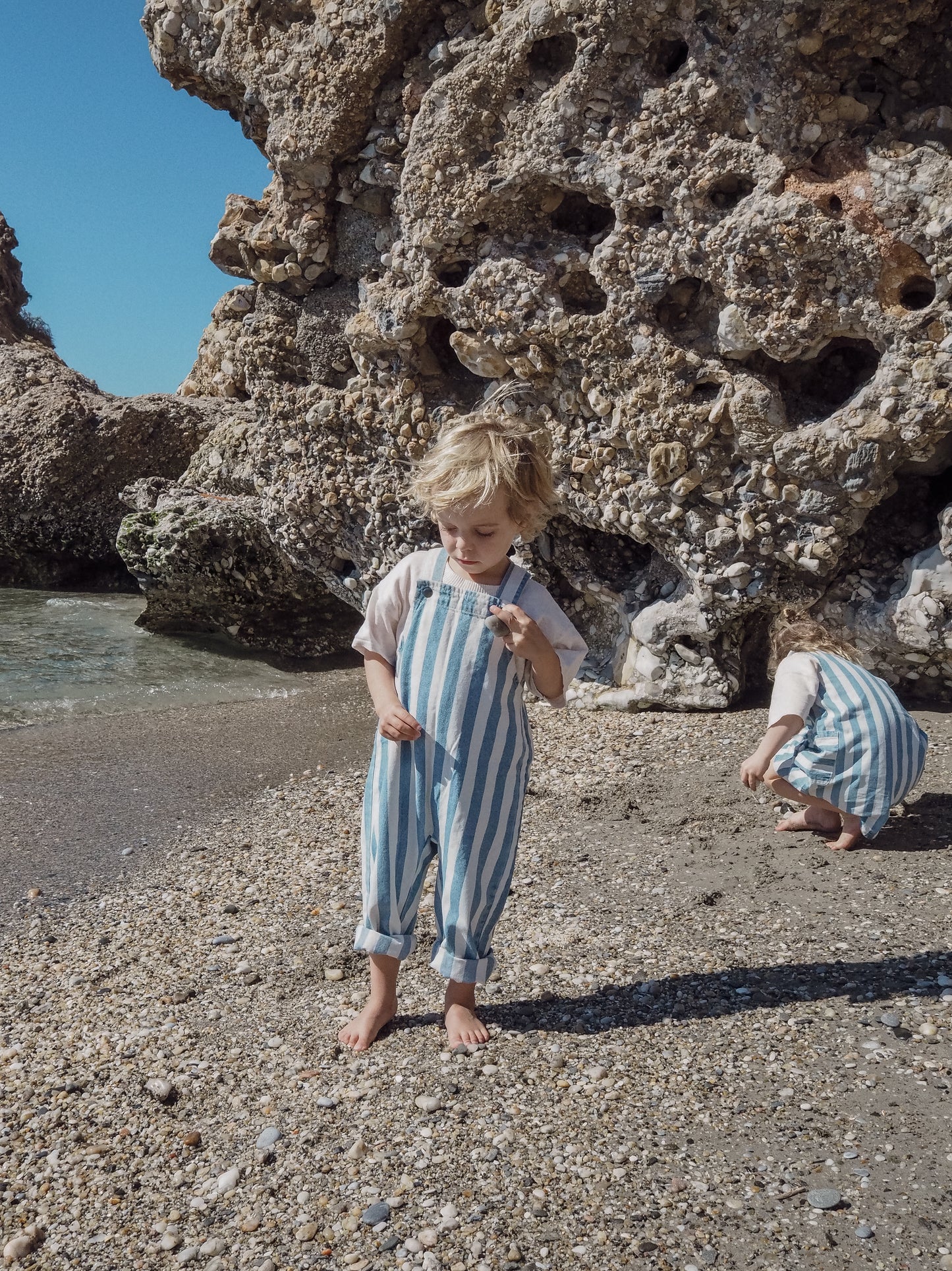 DENIM STRIPE OVERALLS
