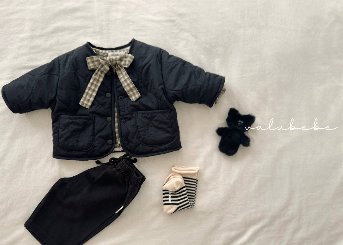 check ribbon blouse