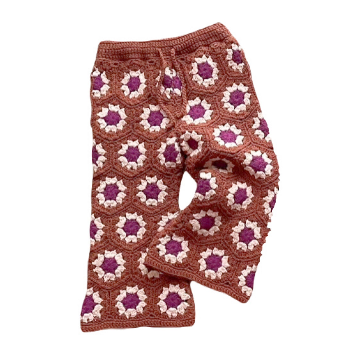 crochet pants - light brown×purple