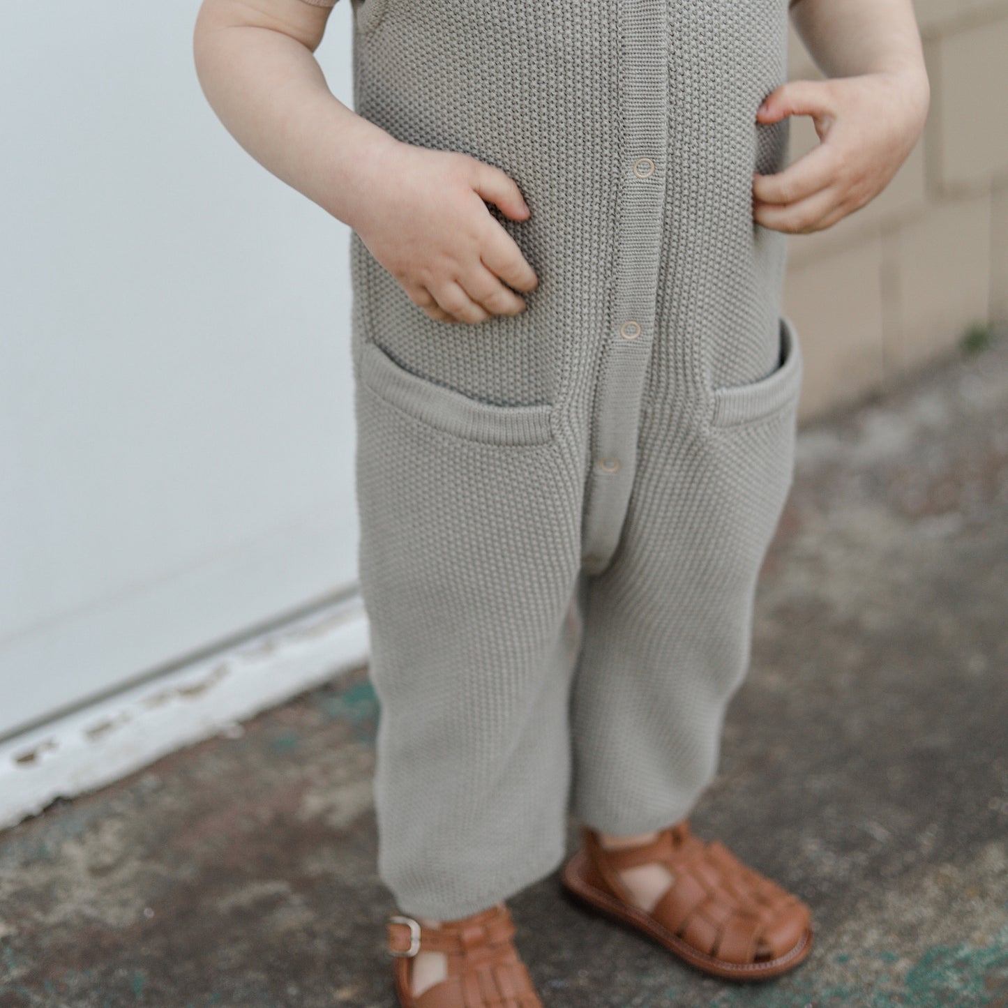 Knit Textured Romper - Slate Grey