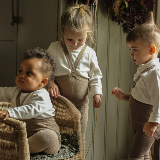 Retro Ribbed Footed Tights - Peanut Blend