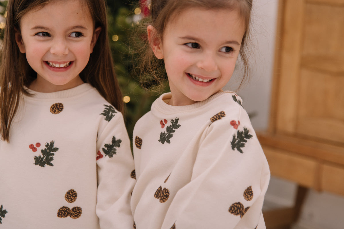 PYJAMA FLEECE 2 PIECES - ECRU / PINE BRANCHES
