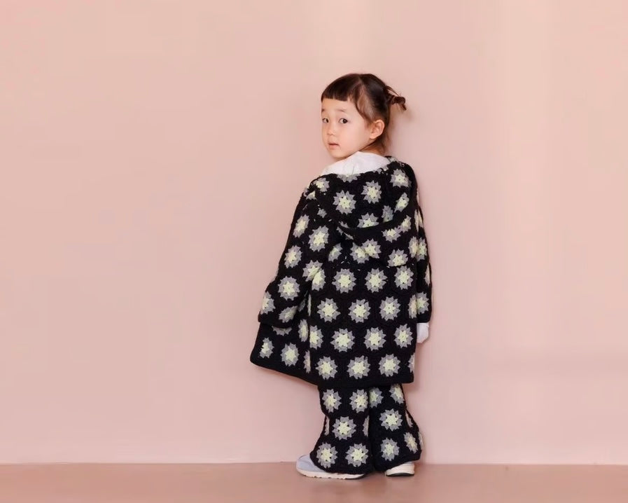 crochet pants - black×lime