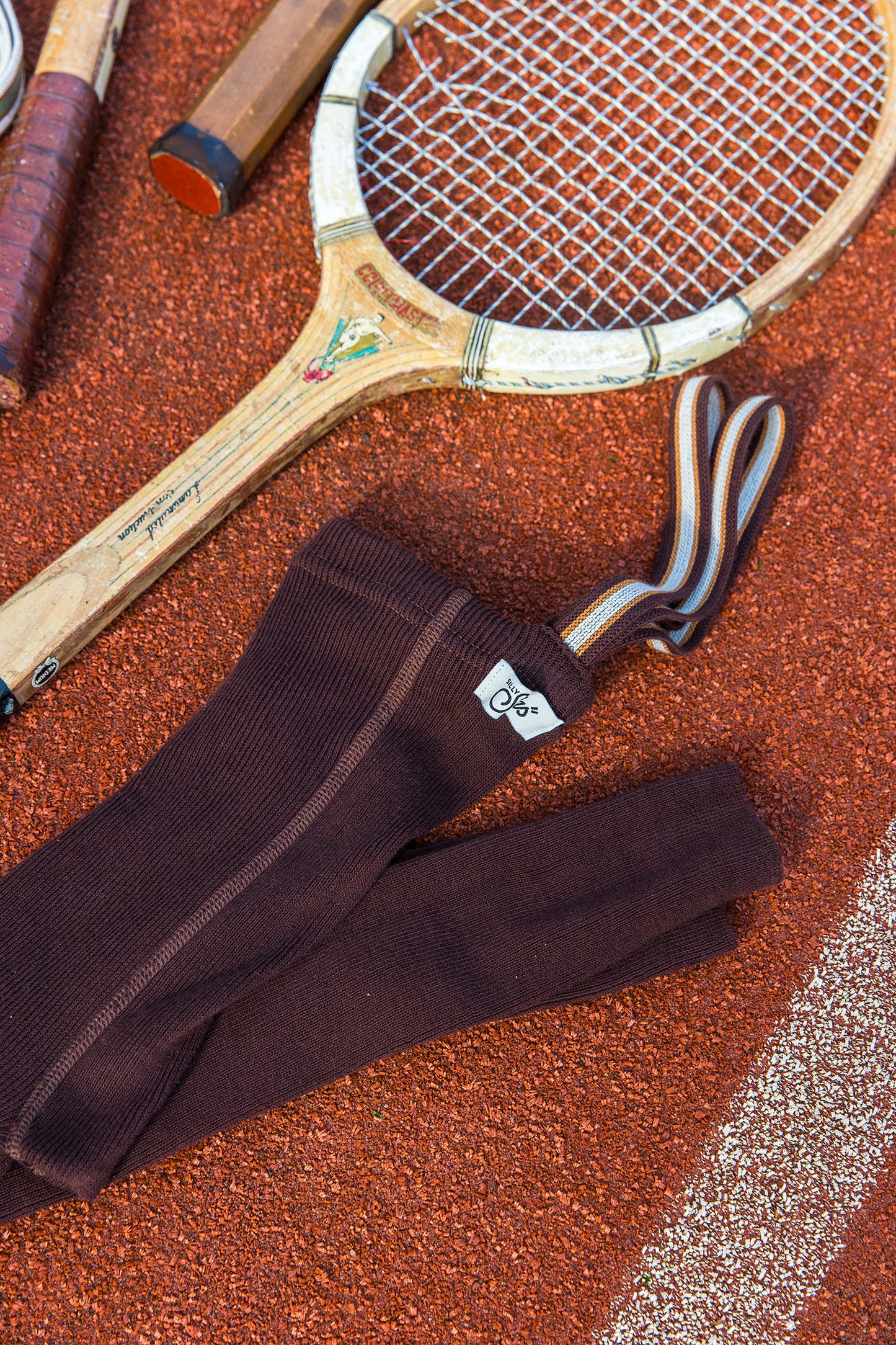 Retro Ribbed Footless Tights - Chocolate brown striped