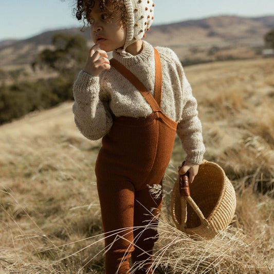 Retro Wooly Footless Tights - Ginger