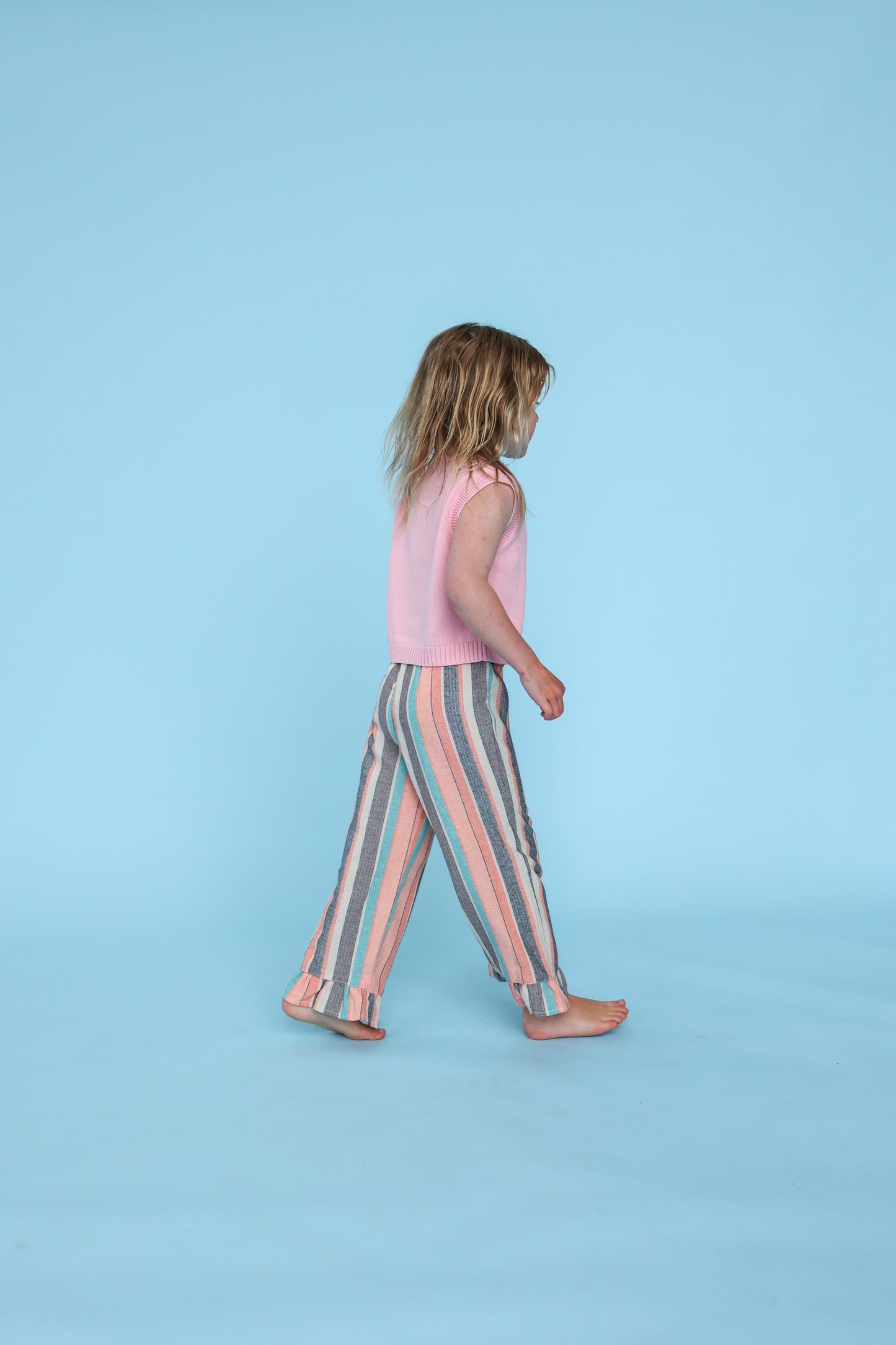 Summer Stripe Cotton Frill Pant - Summer Stripe