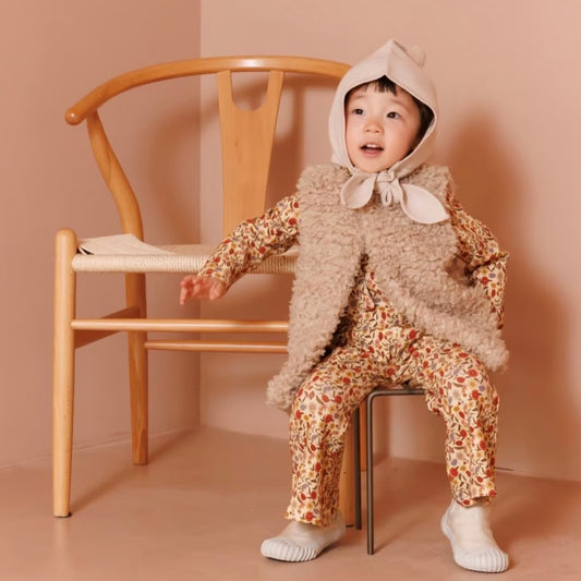 crimp fur vest - cream