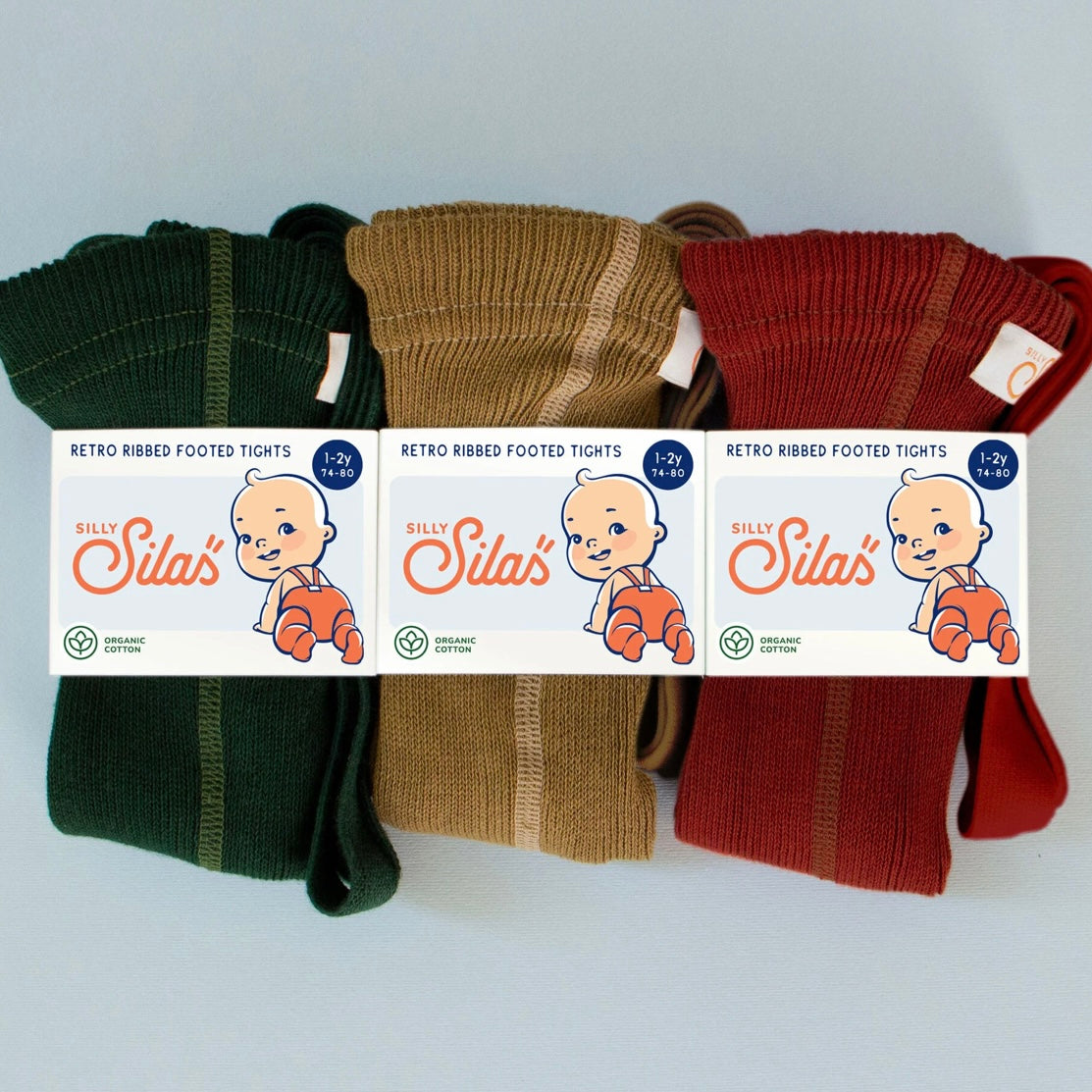 Retro Ribbed Footed Tights - Acorn Brown