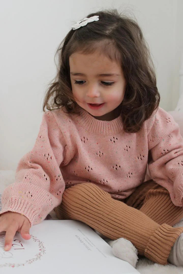 Pointelle Jumper - Pink Speckle