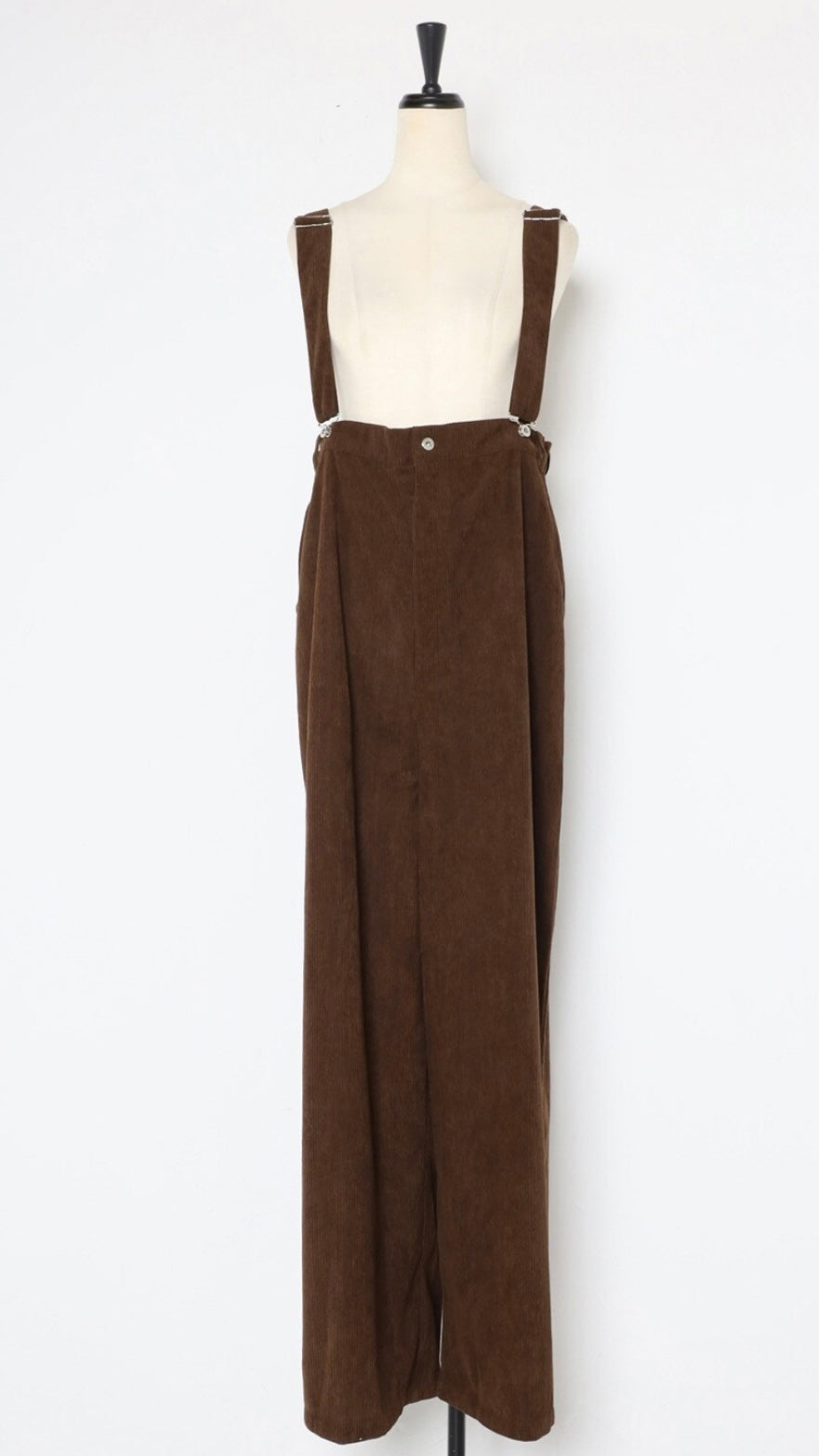 High-waist Corduroy Salopette - Brown