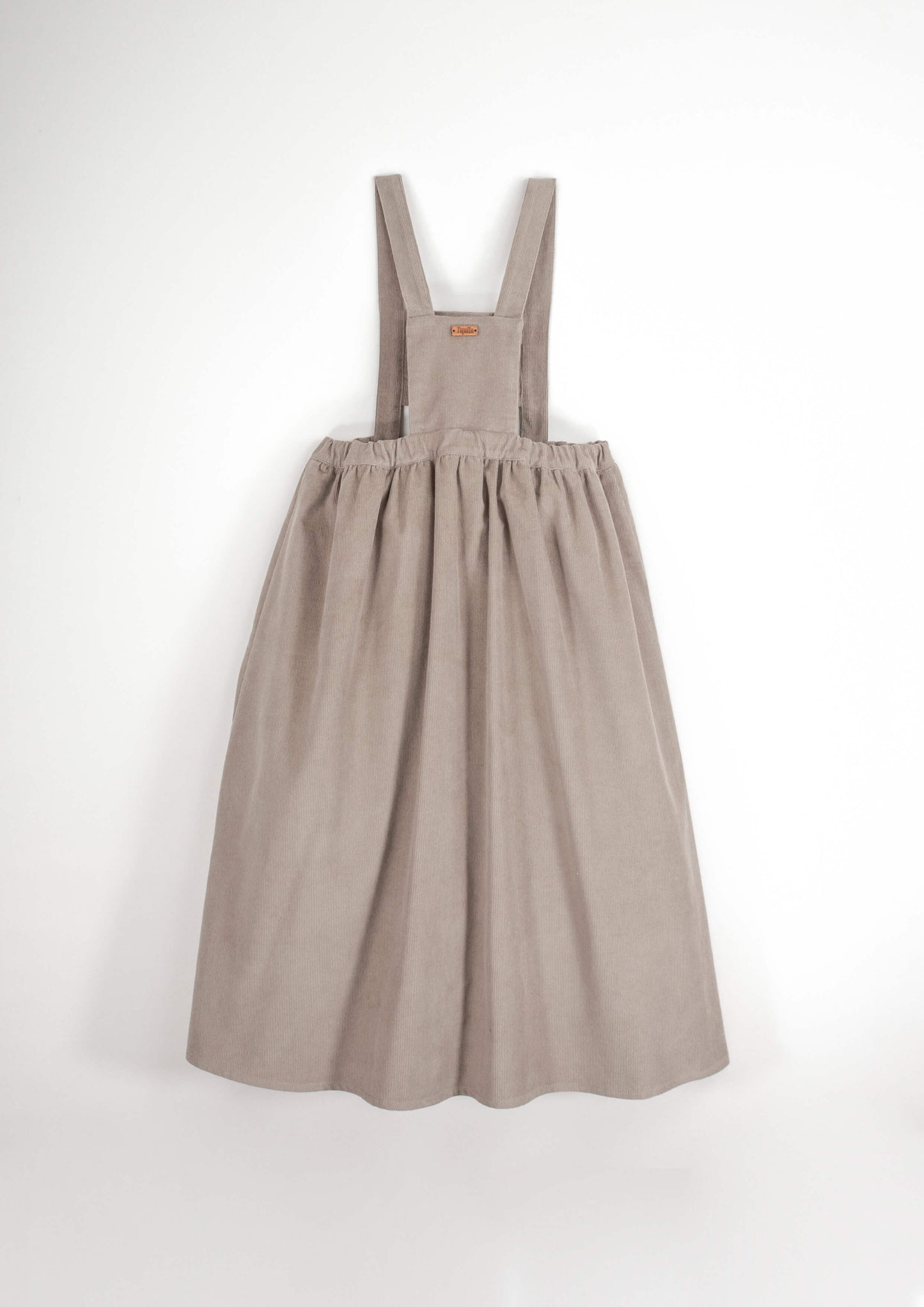 corduroy midi dress with bib - Taupe (Mod.36.2)