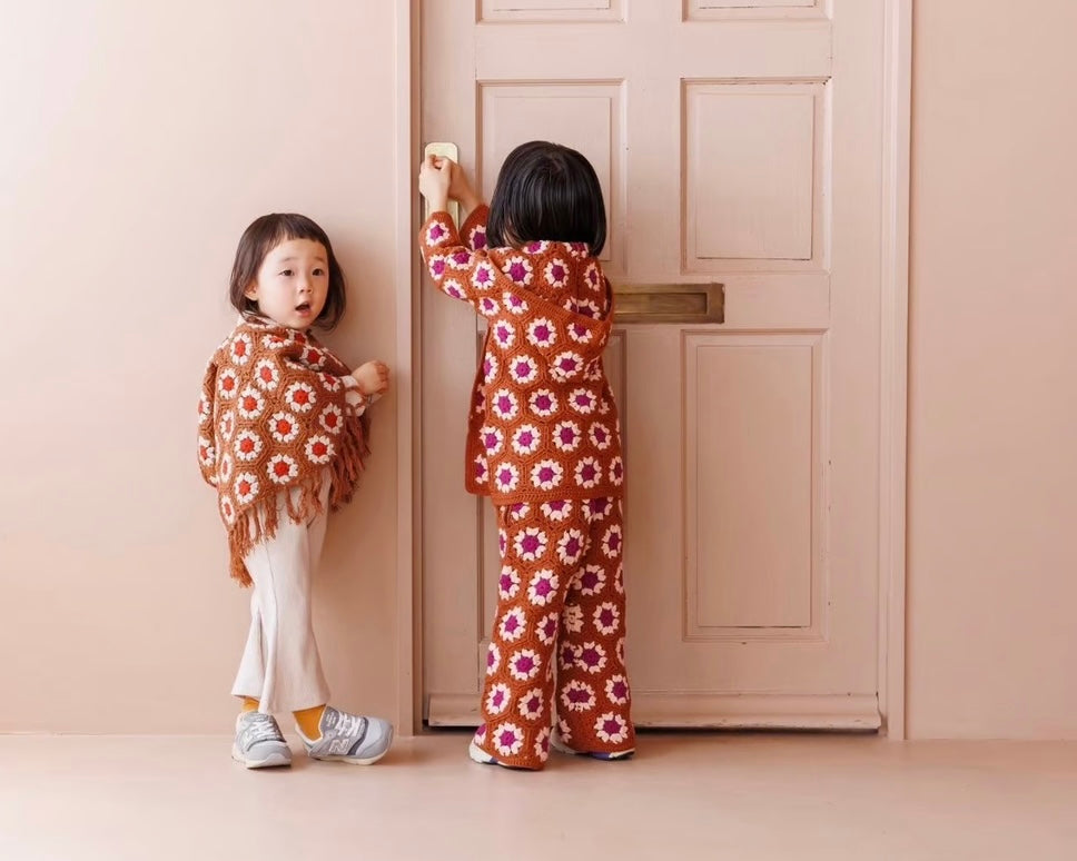 crochet pants - light brown×purple