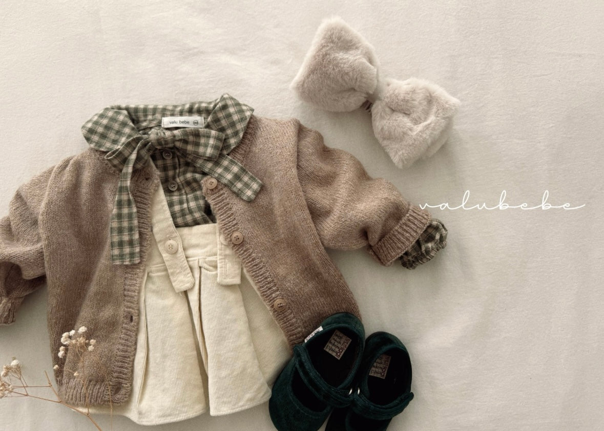 check ribbon blouse