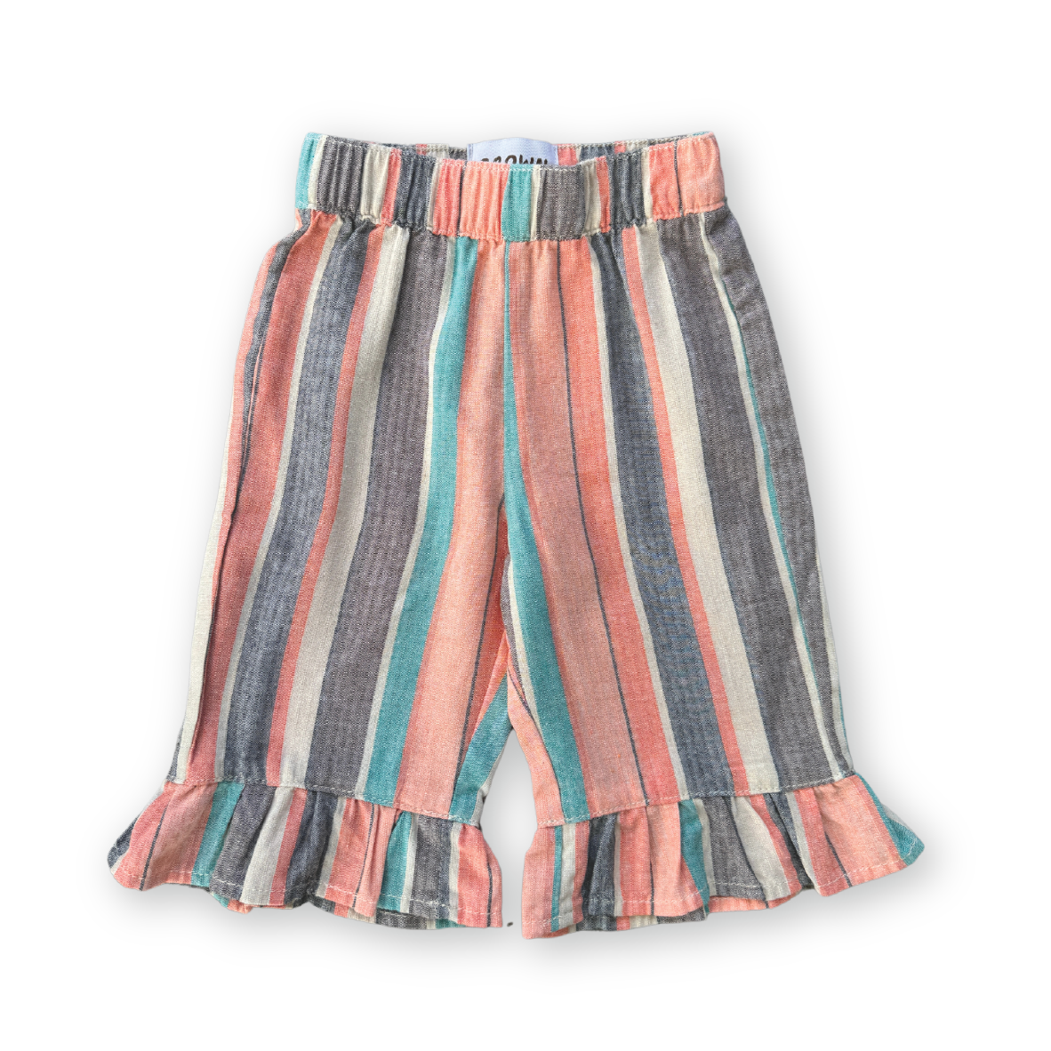 Summer Stripe Cotton Frill Pant - Summer Stripe