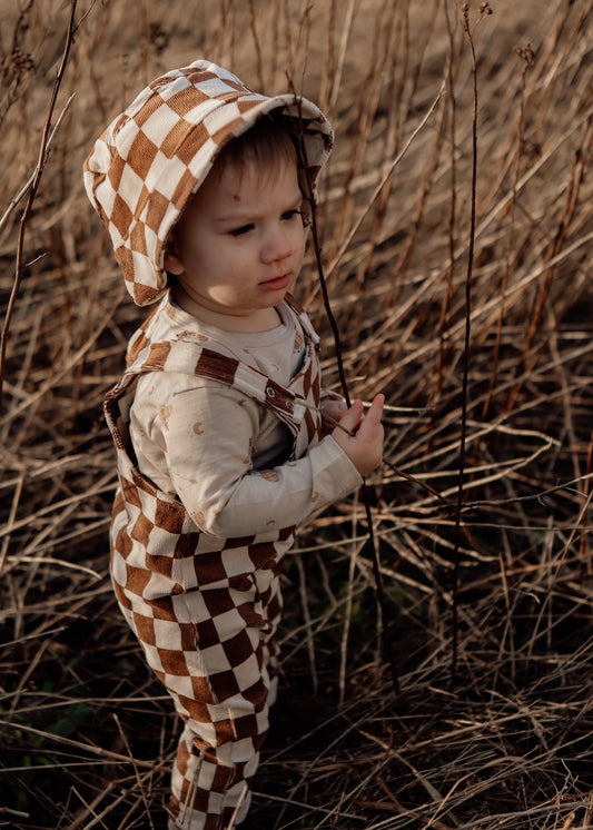 CHECK VELVET OVERALLS
