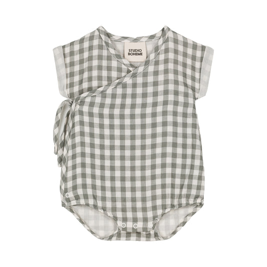 ROMPER NUAGE - GRAY GREEN GINGHAM