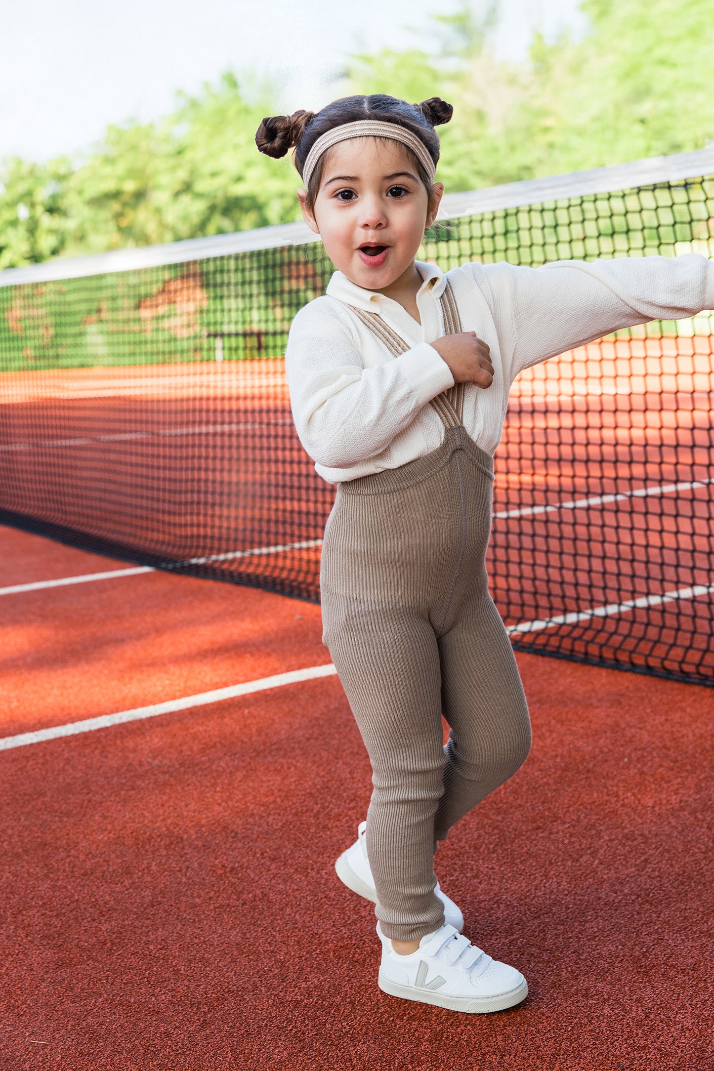 Retro Ribbed Footless Tights - Oyster grey striped