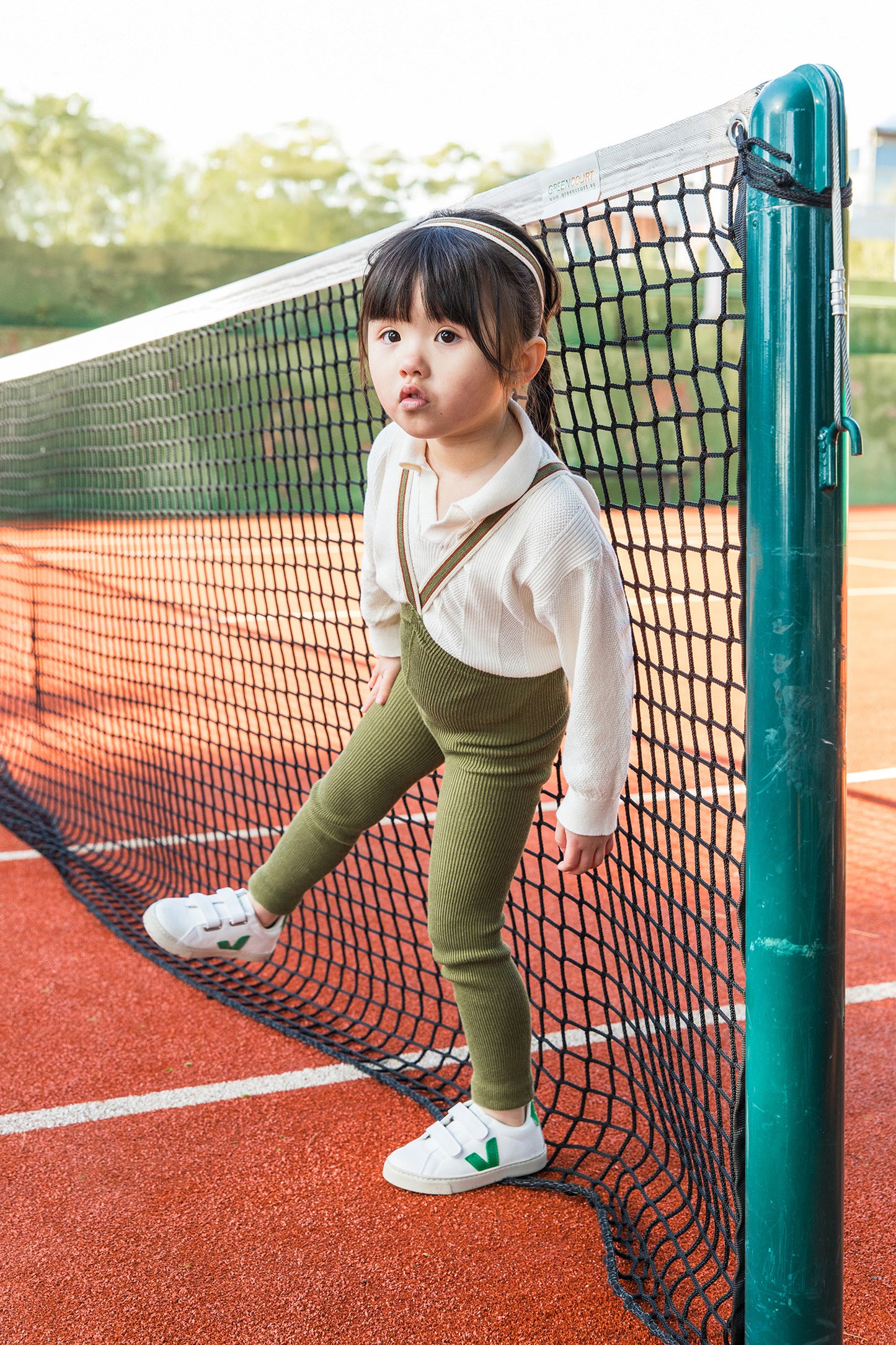 Retro Ribbed Footless Tights - Olive striped