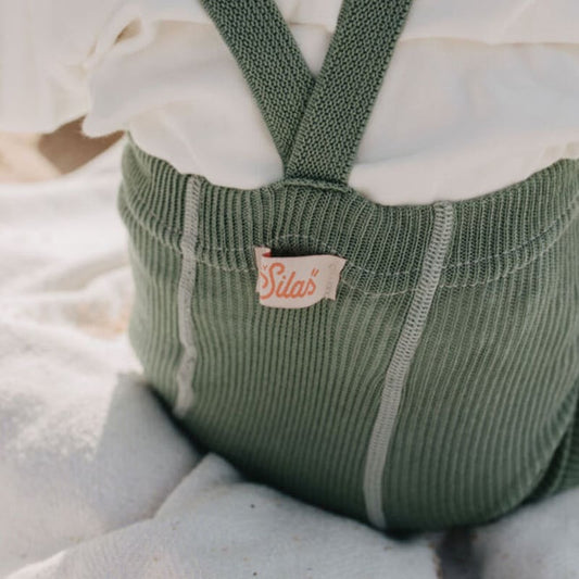 Retro Ribbed Footless Tights - Matcha Latte