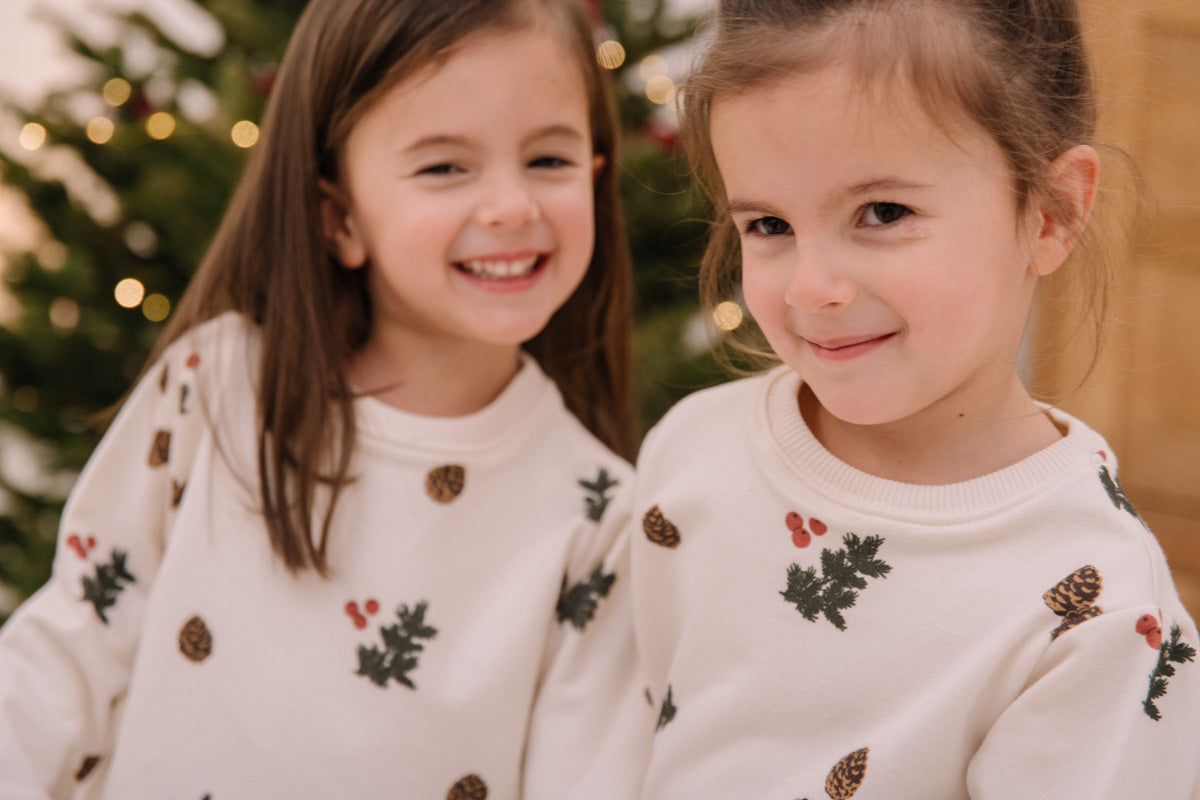 PYJAMA FLEECE 2 PIECES - ECRU / PINE BRANCHES