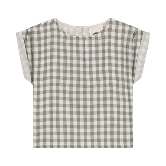 BLOUSE PRASLIN (Short sleeves) - GREY GREEN GINGHAM
