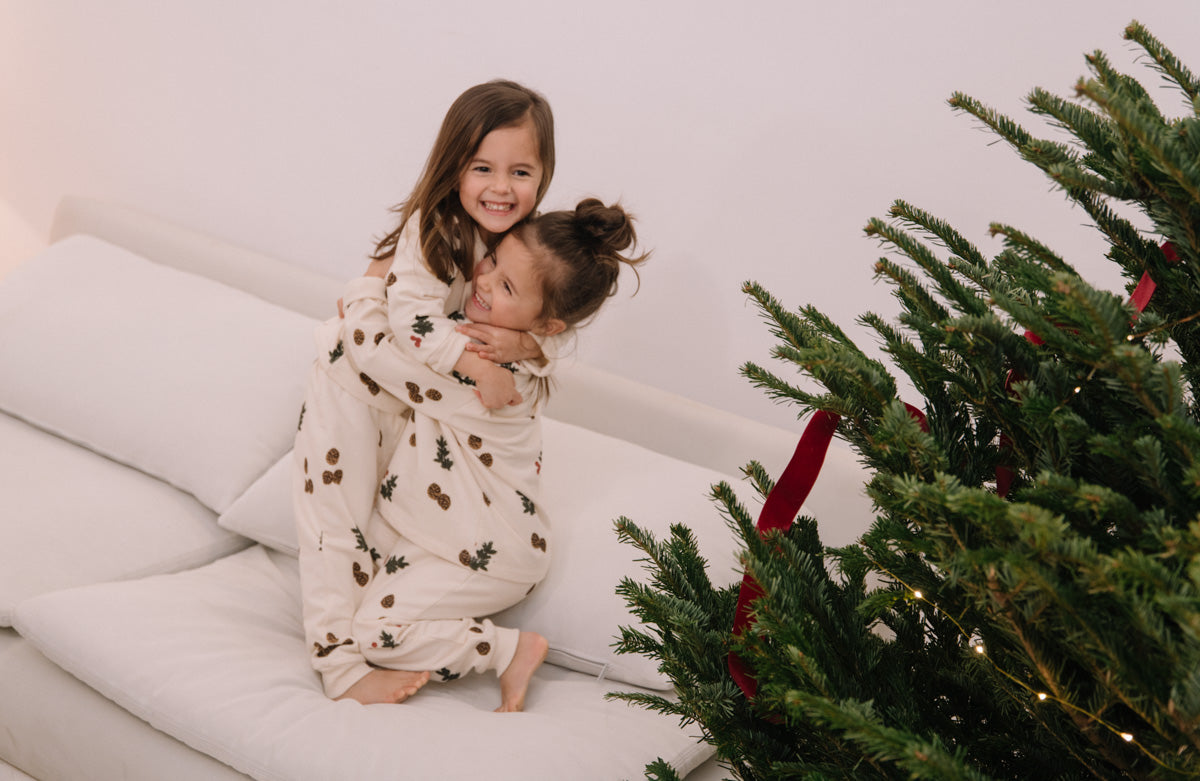 PYJAMA FLEECE 2 PIECES - ECRU / PINE BRANCHES