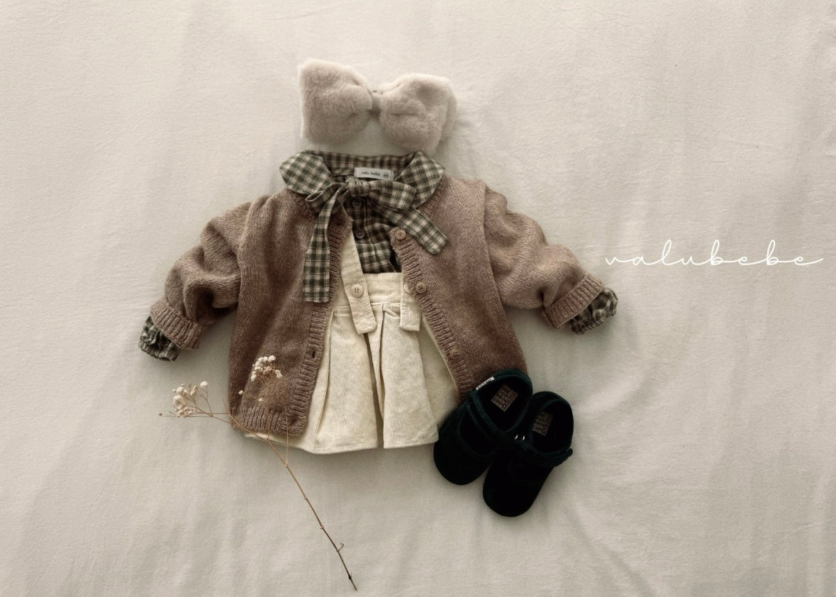 check ribbon blouse