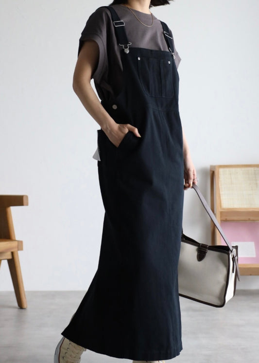 denim jumper skirt / black