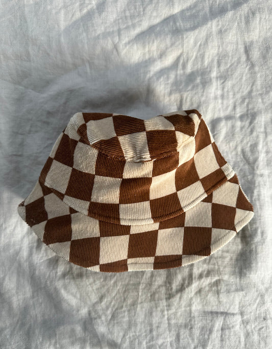 CHECK VELVET BUCKET HAT
