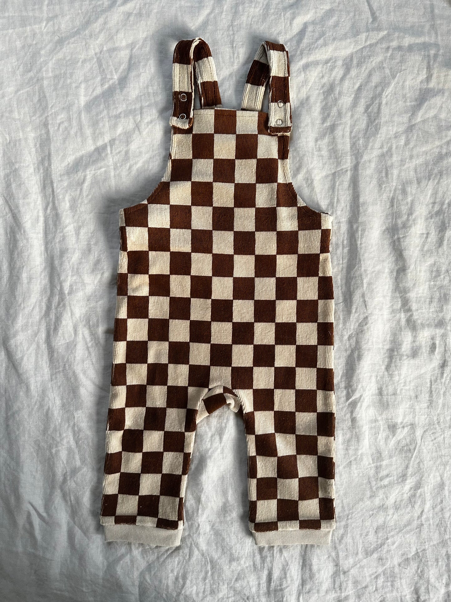 CHECK VELVET OVERALLS