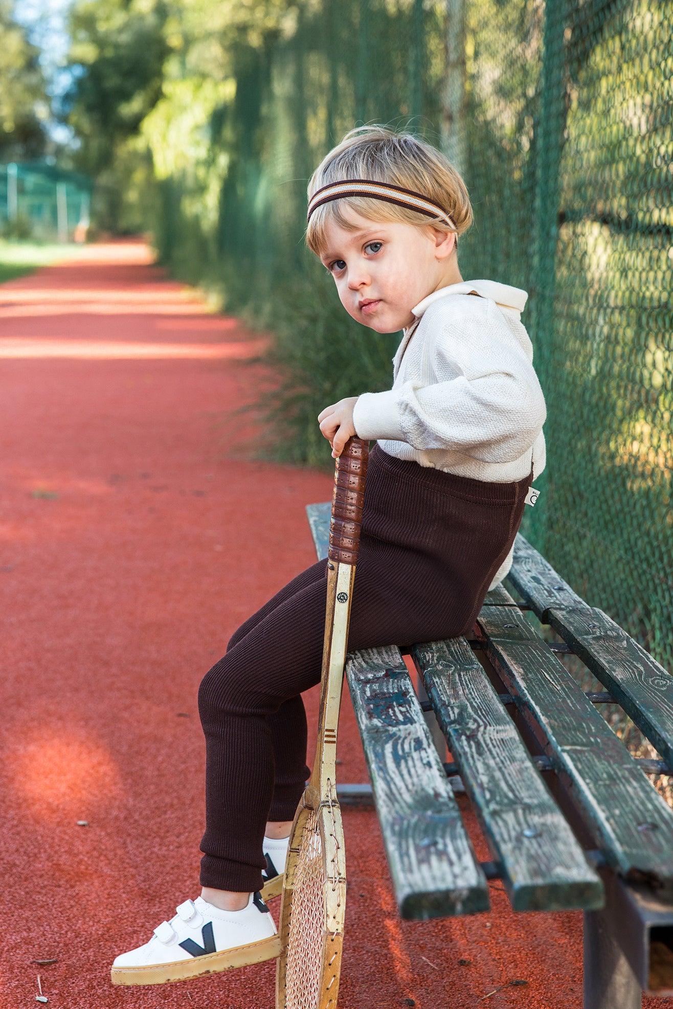 Retro Ribbed Footless Tights - Chocolate brown striped
