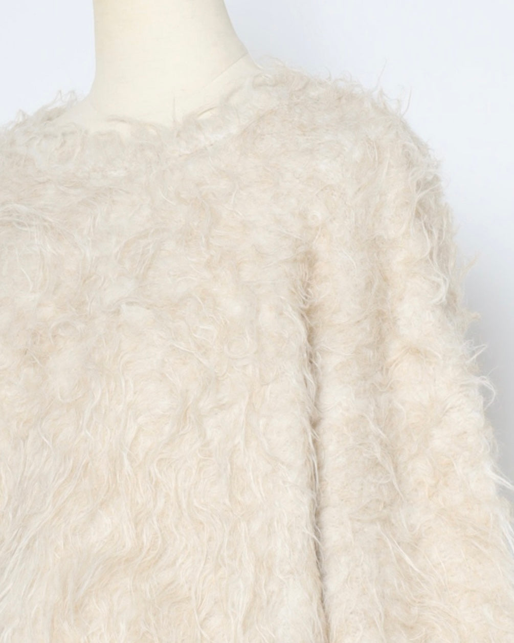 Teddy Bear Shaggy Cropped Pullover - Oatmeal