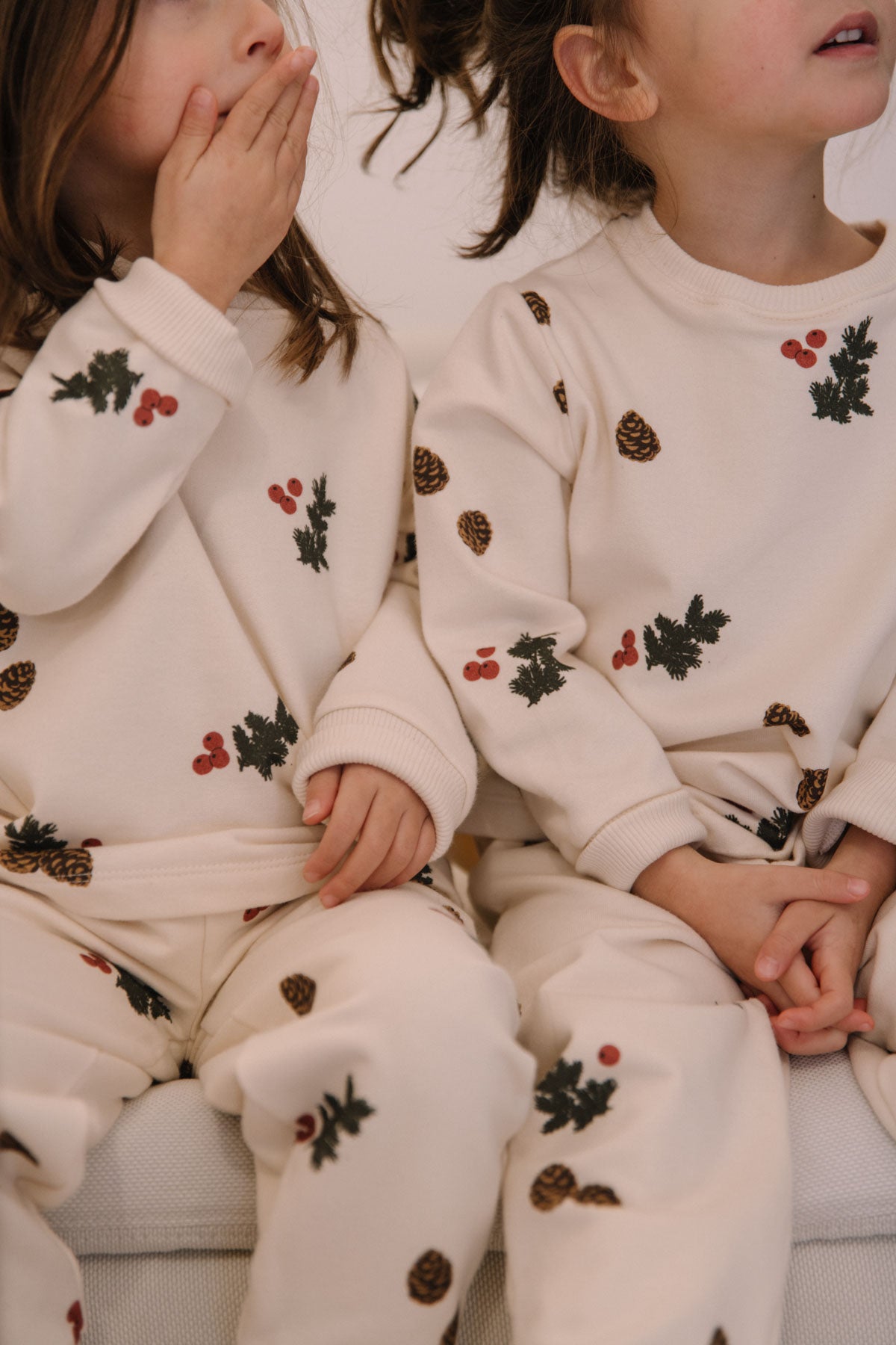 PYJAMA FLEECE 2 PIECES - ECRU / PINE BRANCHES