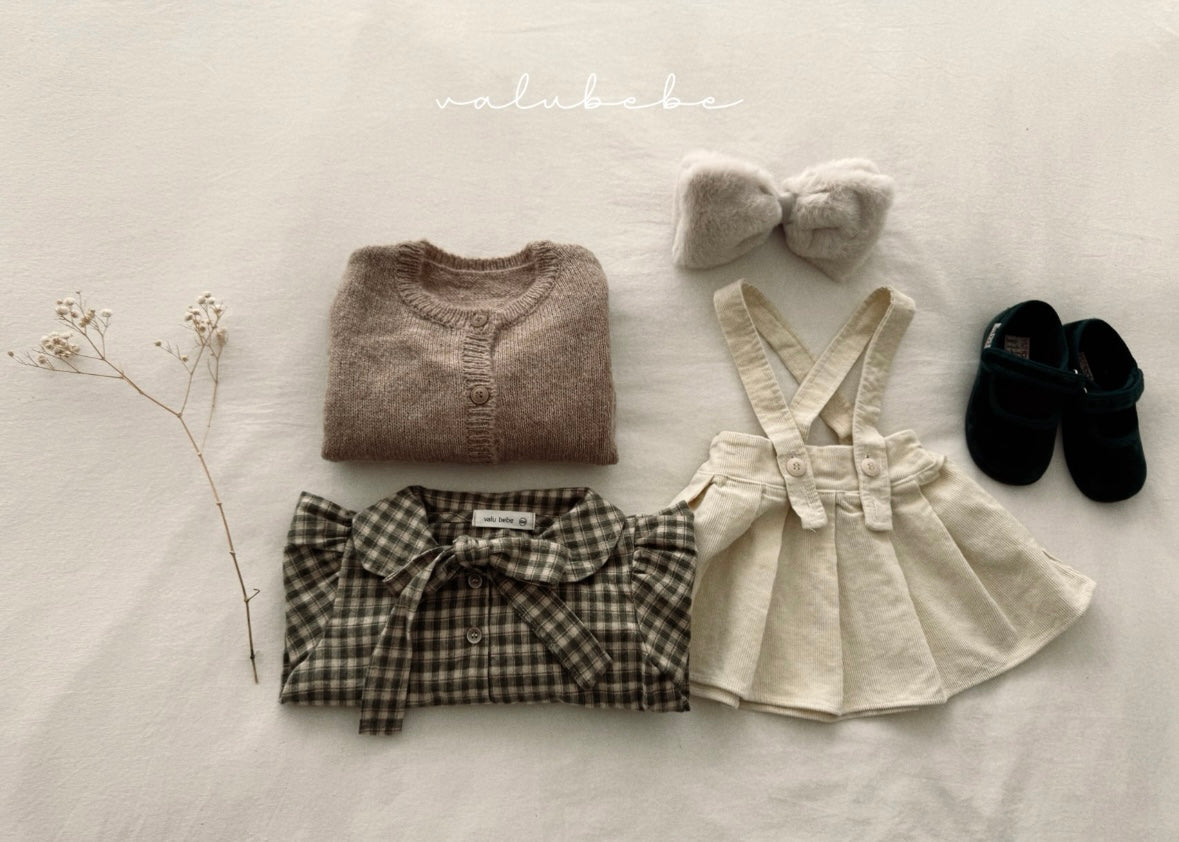 check ribbon blouse