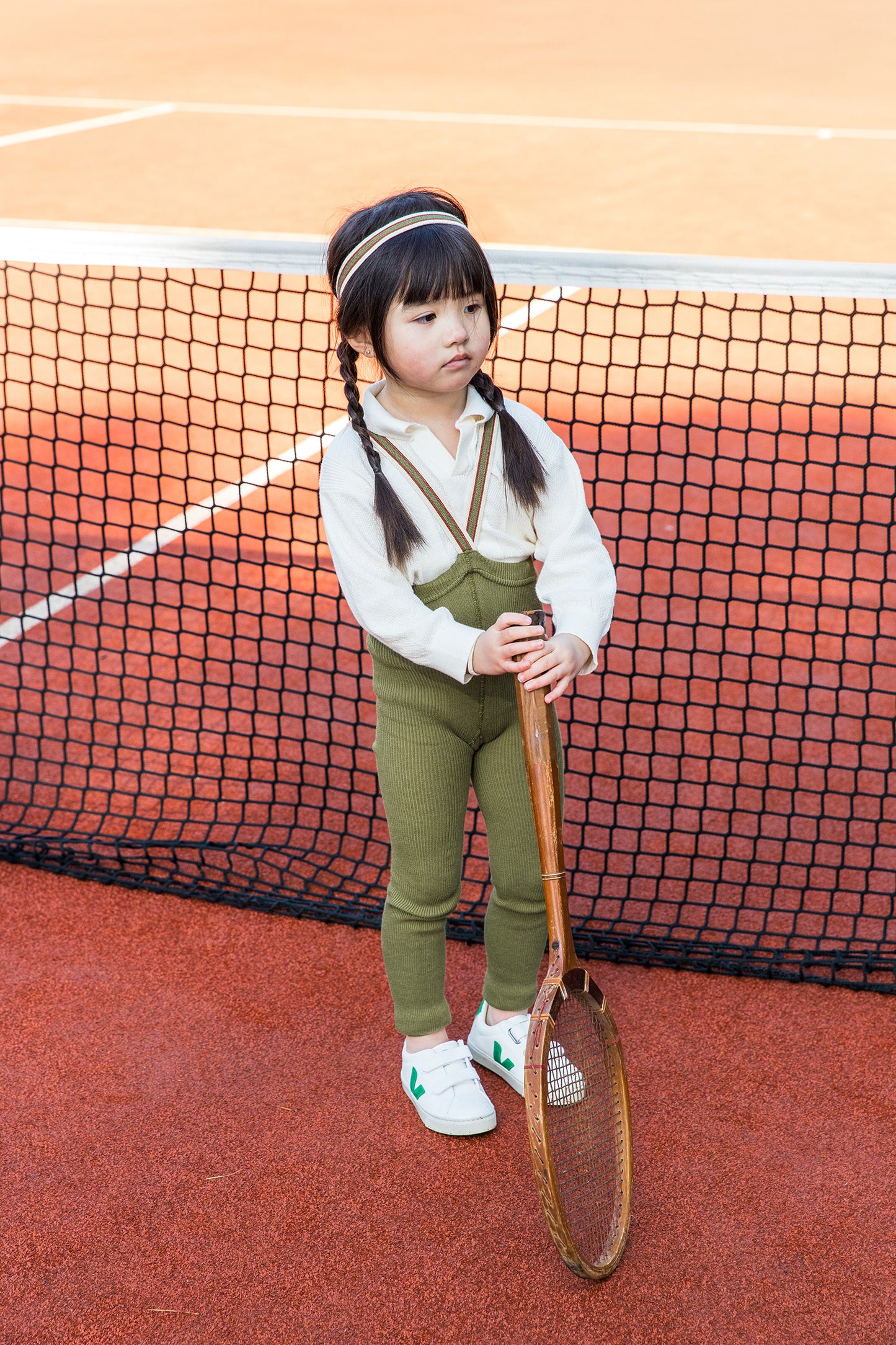 Retro Ribbed Footless Tights - Olive striped