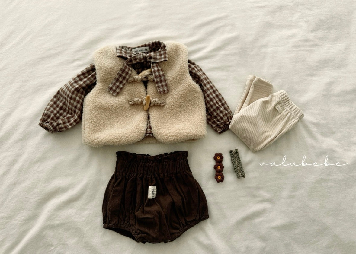 check ribbon blouse