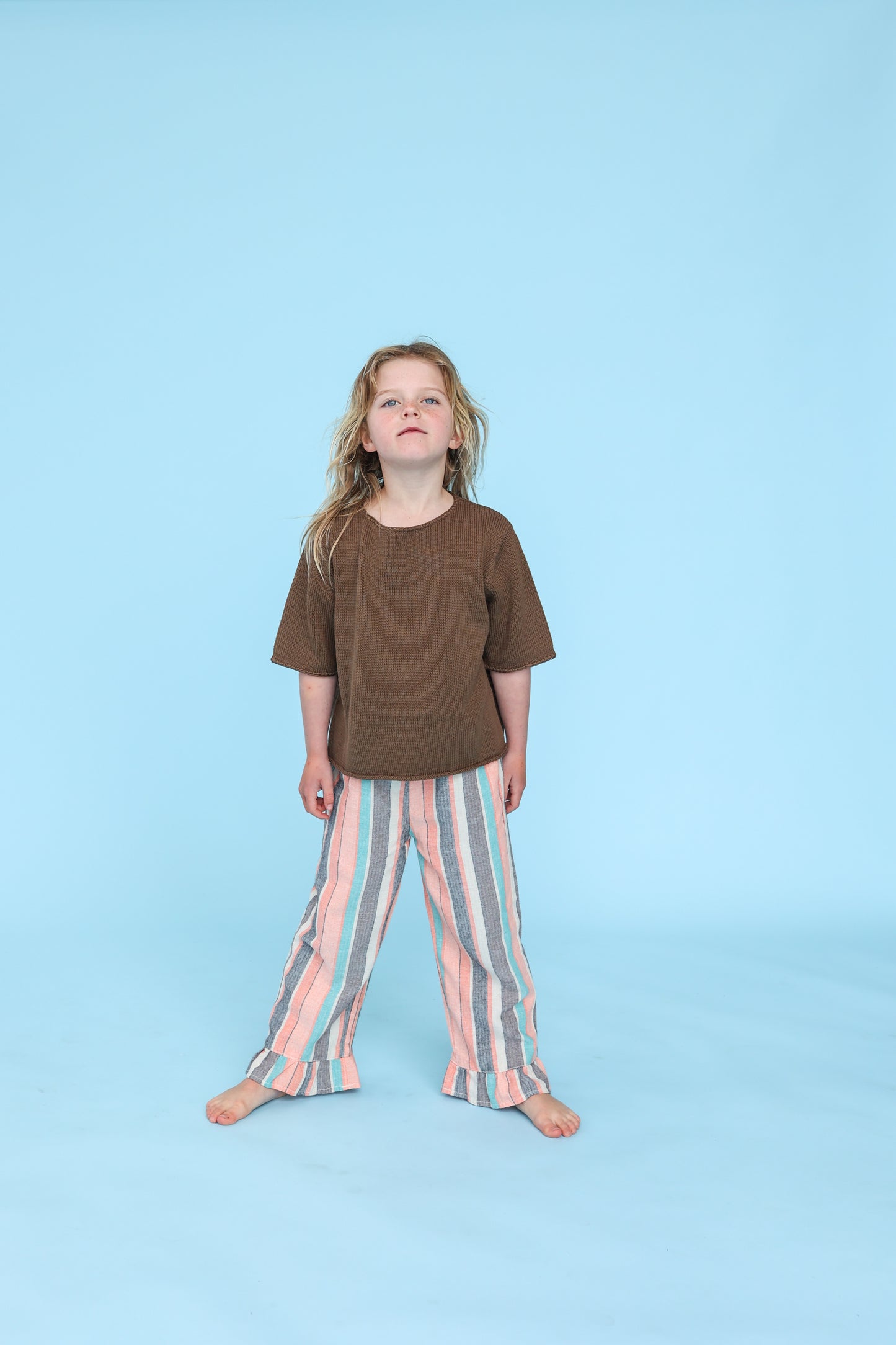 Summer Stripe Cotton Frill Pant - Summer Stripe