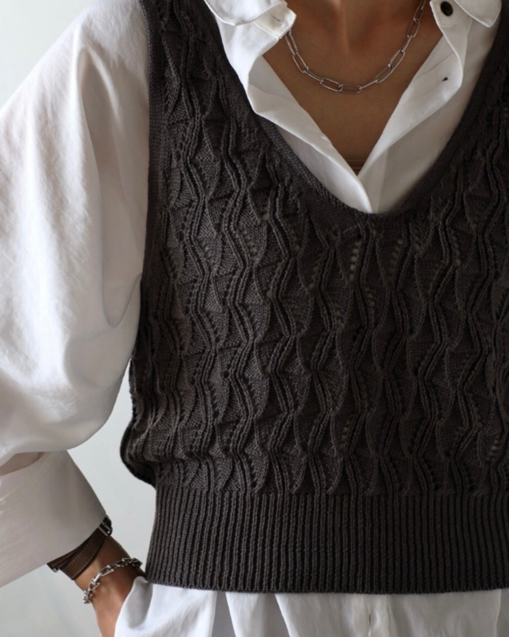 watermark knitting bustier / charcoal gray