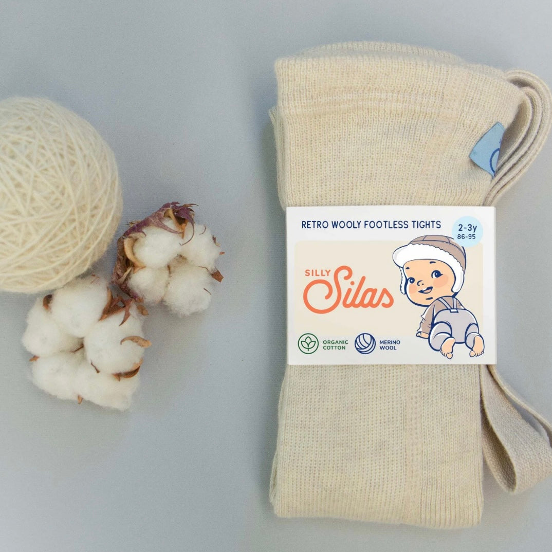 Retro Wooly Footless Tights - Cream Blend