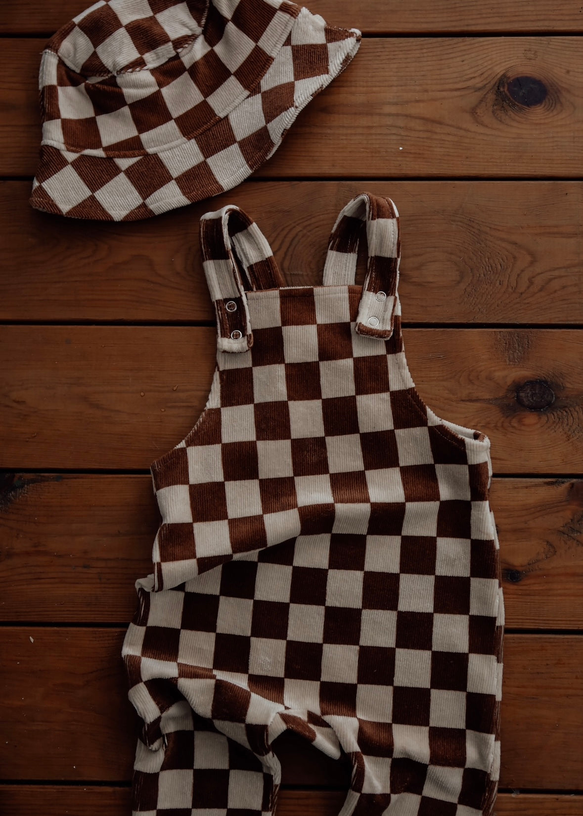 CHECK VELVET OVERALLS