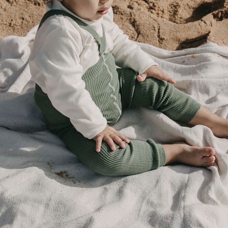 Retro Ribbed Footless Tights - Matcha Latte