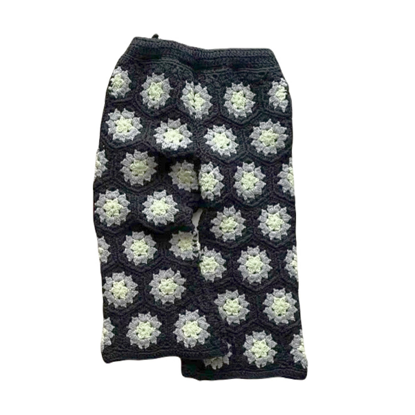 crochet pants - black×lime
