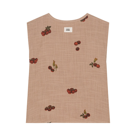 BLOUSE ROMAN (Sleeveless) -  NOUGAT / TOMATO