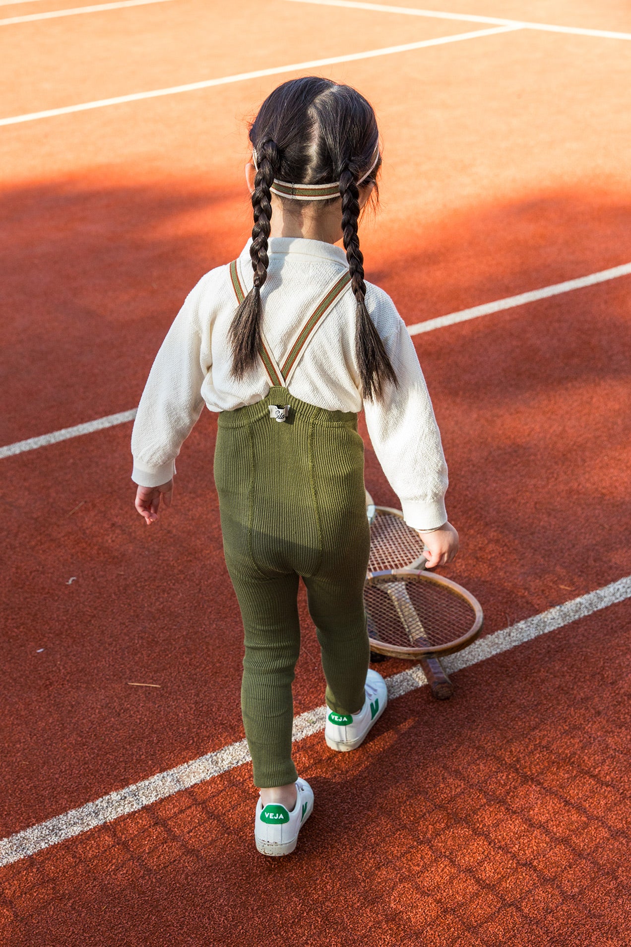 Retro Ribbed Footless Tights - Olive striped