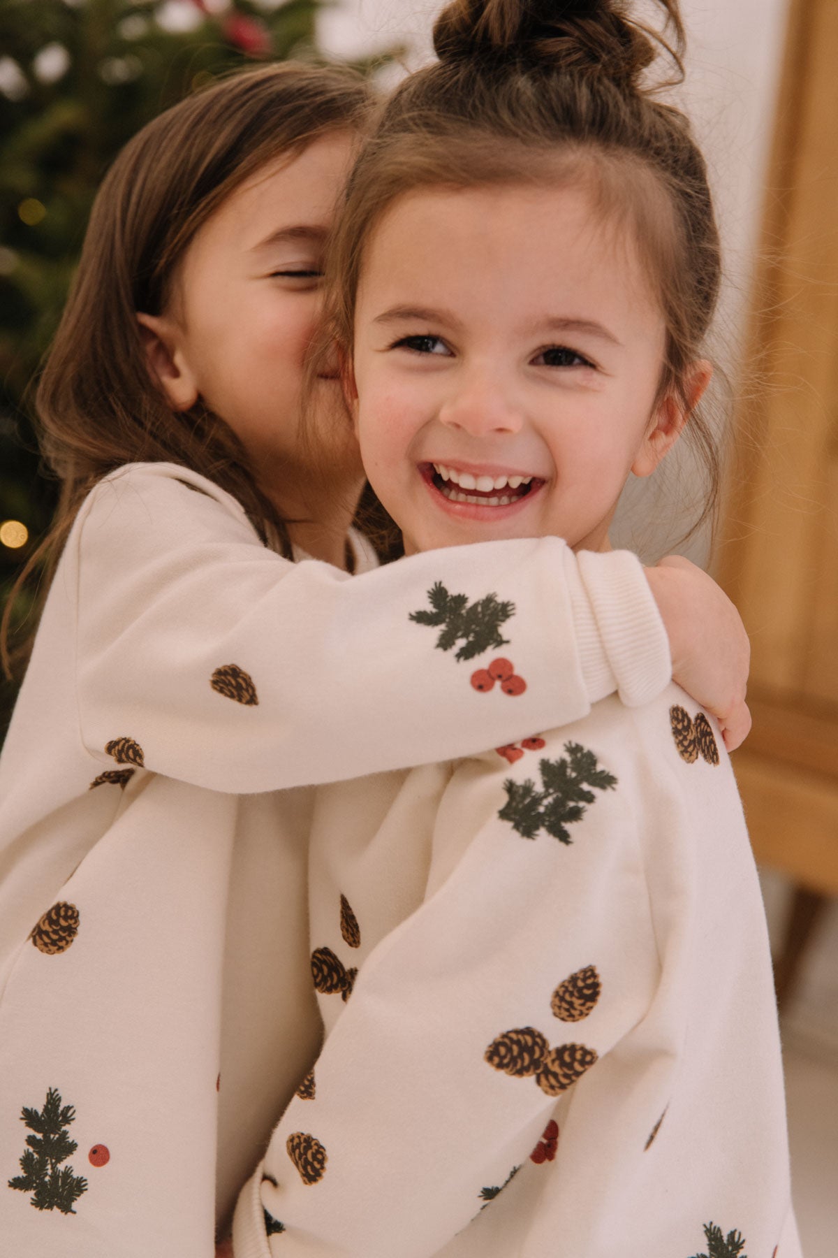 PYJAMA FLEECE 2 PIECES - ECRU / PINE BRANCHES