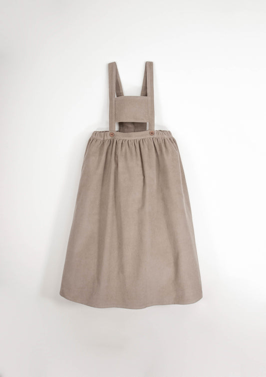 corduroy midi dress with bib - Taupe (Mod.36.2)