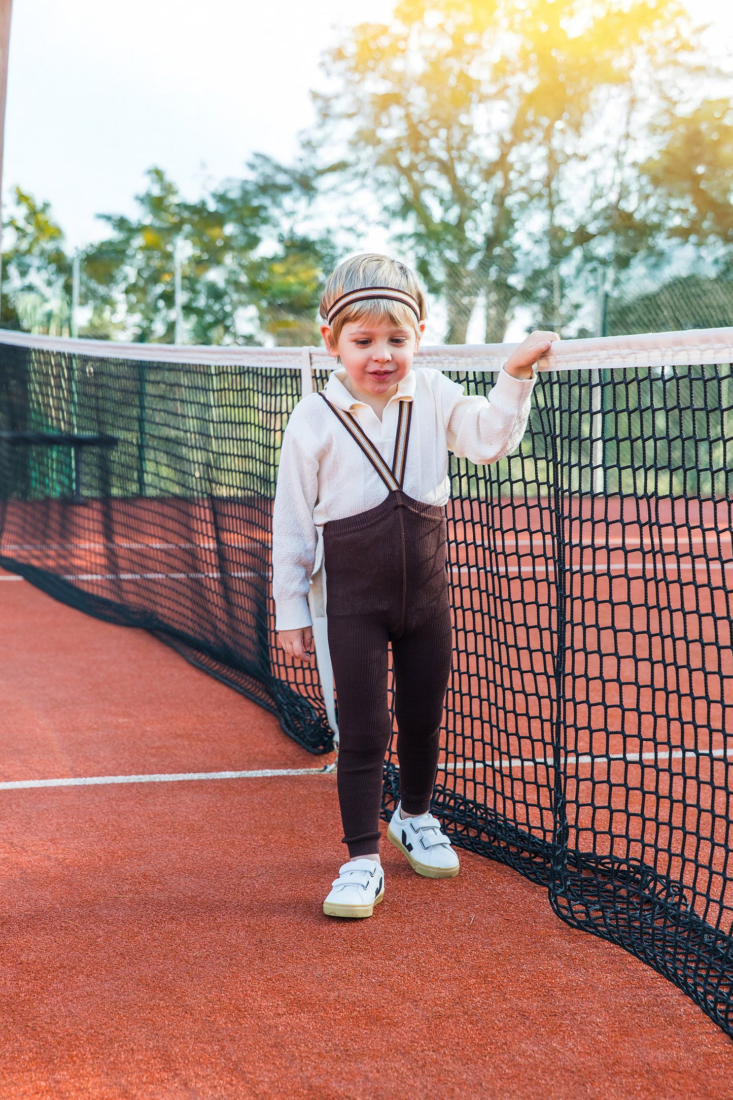 Retro Ribbed Footless Tights - Chocolate brown striped